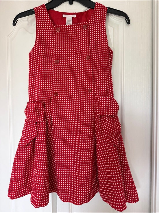 Janie and Jack Other - Red Polka Dot Girls' Dress - Classic Sleeveless Pinafore in Wool